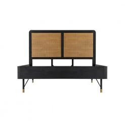 Saratoga 63 in. W Black Queen Acacia Wood Frame Platform Bed by Armen Living