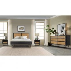 Saratoga 63 in. W Black Queen Acacia Wood Frame Platform Bed by Armen Living -Armen Living Online Shop black armen living platform beds lcsrbdblqn 76 1000