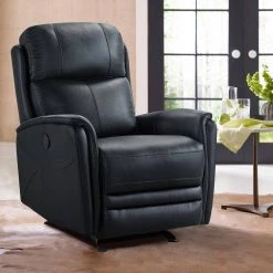 Wolfe Black Genuine Leather Contemporary Recliner by Armen Living -Armen Living Online Shop black armen living recliners lcwo1blk 31 1000