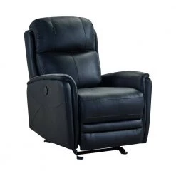 Wolfe Black Genuine Leather Contemporary Recliner by Armen Living
