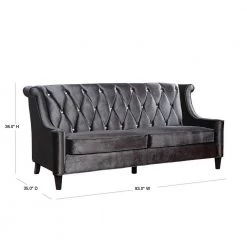 Barrister Black Velvet Sofa with Crystal Buttons by Armen Living -Armen Living Online Shop black armen living sofas couches lc8443black 40 1000