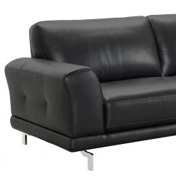 Armen Living Genuine Black Leather Contemporary Sofa with Brushed Stainless Steel Legs -Armen Living Online Shop black armen living sofas couches lcev3bl 1f 1000