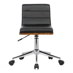 Bowie 31 in. Black Faux Leather and Chrome Finish Mid-Century Office Chair by Armen Living -Armen Living Online Shop black armen living task chairs lcboofchblack 4f 1000
