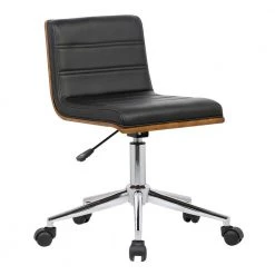 Bowie 31 in. Black Faux Leather and Chrome Finish Mid-Century Office Chair by Armen Living -Armen Living Online Shop black armen living task chairs lcboofchblack c3 1000