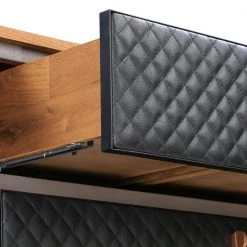 Coco 3-Drawer Rustic Balsamico Oak Wood and Leather Dresser 38 in. H x 63 in. W x 18 in. D by Armen Living -Armen Living Online Shop black balsamico armen living dressers lccodrbal fa 1000