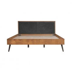 Coco Rustic Oak Wood Upholstered Leather King Platform Bed by Armen Living -Armen Living Online Shop black balsamico armen living platform beds lccobdbalkg c3 1000