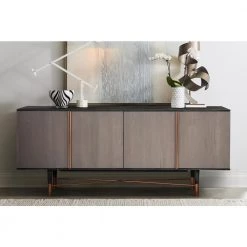 Turin Rustic Oak Wood Sideboard Cabinet with Copper Accent by Armen Living -Armen Living Online Shop black brushed armen living sideboards buffet tables lctnbubl 31 1000