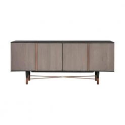 Turin Rustic Oak Wood Sideboard Cabinet with Copper Accent by Armen Living
