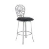 Cherie Contemporary 26 in. Counter Height Bar Stool in Brushed Stainless Steel and Black Faux Leather by Armen Living 1 Cherie Contemporary 26 in. Counter Height Bar Stool in Brushed Stainless Steel and Black Faux Leather by Armen Living -Armen Living Online Shop black brushed stainless steel armen living bar stools lcchbabsbl26 64 1000