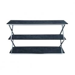 Westlake Black 3-Tier Console Table with Brushed Stainless Steel Frame by Armen Living -Armen Living Online Shop black brushed stainless steel armen living console tables lcpdcnblbs c3 1000