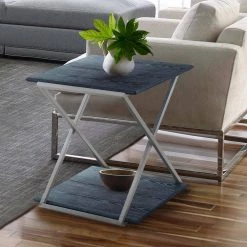 Westlake Black Veneer End Table with Brushed Stainless Steel Frame by Armen Living -Armen Living Online Shop black brushed stainless steel armen living end side tables lcpdlablbs 31 1000