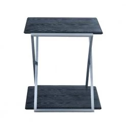 Westlake Black Veneer End Table with Brushed Stainless Steel Frame by Armen Living -Armen Living Online Shop black brushed stainless steel armen living end side tables lcpdlablbs c3 1000