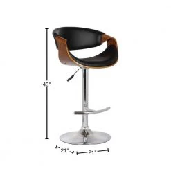 Butterfly 25-33 in. Black Faux Leather and Chrome Finish Adjustable Swivel Bar Stool by Armen Living -Armen Living Online Shop black chrome armen living bar stools lcbubawabl 40 1000