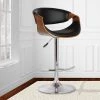 Butterfly 25-33 in. Black Faux Leather and Chrome Finish Adjustable Swivel Bar Stool by Armen Living