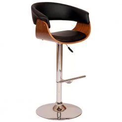 Paris 36-44 in. Black Faux Leather and Chrome Finish Adjustable Swivel Bar Stool by Armen Living