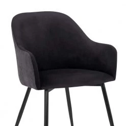 Pixie Black and Dark Grey Fabric Dining Room Arm Chair with Black Metal Legs by Armen Living -Armen Living Online Shop black dark gray armen living dining chairs lcpxchblk 44 1000