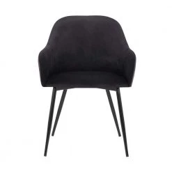 Pixie Black and Dark Grey Fabric Dining Room Arm Chair with Black Metal Legs by Armen Living -Armen Living Online Shop black dark gray armen living dining chairs lcpxchblk c3 1000