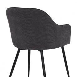 Pixie Black and Dark Grey Fabric Dining Room Arm Chair with Black Metal Legs by Armen Living -Armen Living Online Shop black dark gray armen living dining chairs lcpxchblk fa 1000