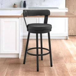 Bryant 40 in. Black Metal Bar Stool with Faux Leather Seat by Armen Living -Armen Living Online Shop black finish paint frame armen living bar stools lcbybablbl30 31 1000