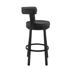 Bryant 40 in. Black Metal Bar Stool with Faux Leather Seat by Armen Living -Armen Living Online Shop black finish paint frame armen living bar stools lcbybablbl30 4f 1000