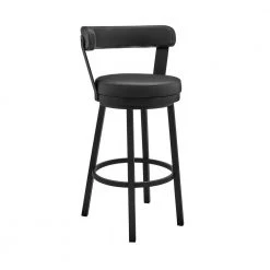 Bryant 40 in. Black Metal Bar Stool with Faux Leather Seat by Armen Living