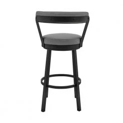 Bryant 40 in. Gray Metal Bar Stool with Faux Leather Seat by Armen Living -Armen Living Online Shop black finish paint frame armen living bar stools lcbybablgr30 44 1000