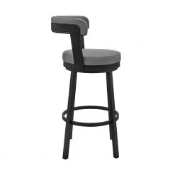 Bryant 40 in. Gray Metal Bar Stool with Faux Leather Seat by Armen Living -Armen Living Online Shop black finish paint frame armen living bar stools lcbybablgr30 4f 1000