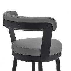 Bryant 40 in. Gray Metal Bar Stool with Faux Leather Seat by Armen Living -Armen Living Online Shop black finish paint frame armen living bar stools lcbybablgr30 76 1000