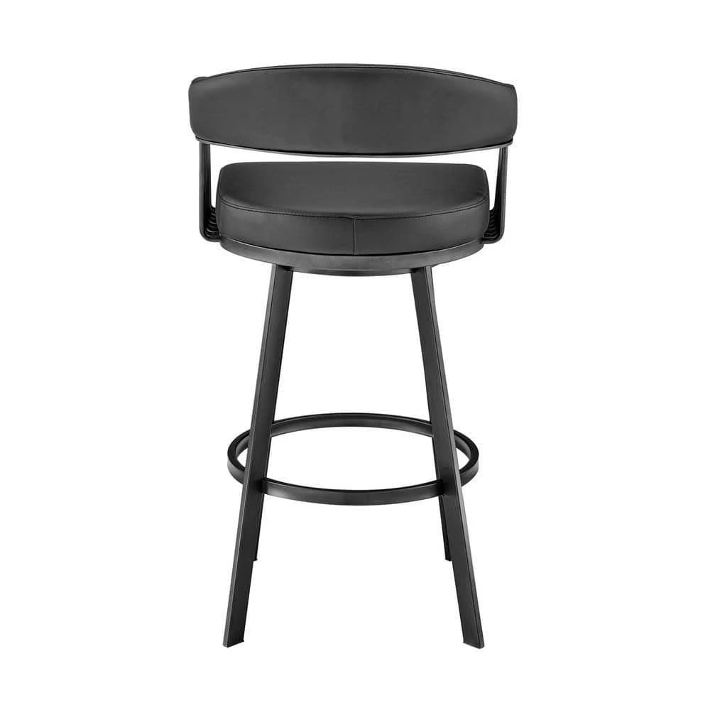 Chelsea 38 in. Black Metal Bar Stool with Faux Leather Seat by Armen Living 8 Chelsea 38 in. Black Metal Bar Stool with Faux Leather Seat by Armen Living - Image 6