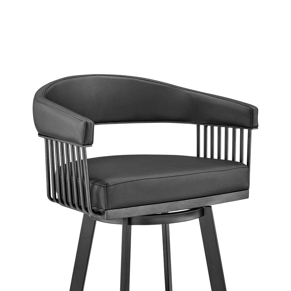 Chelsea 38 in. Black Metal Bar Stool with Faux Leather Seat by Armen Living 9 Chelsea 38 in. Black Metal Bar Stool with Faux Leather Seat by Armen Living - Image 7