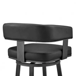 Lorin 38 in. Black Metal Bar Stool with Faux Leather Seat by Armen Living -Armen Living Online Shop black finish paint frame armen living bar stools lclrbablbl30 76 1000