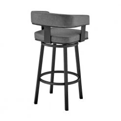 Lorin 38 in. Gray Metal Bar Stool with Faux Leather Seat by Armen Living 15 Lorin 38 in. Gray Metal Bar Stool with Faux Leather Seat by Armen Living -Armen Living Online Shop black finish paint frame armen living bar stools lclrbambvg30 1f 1000