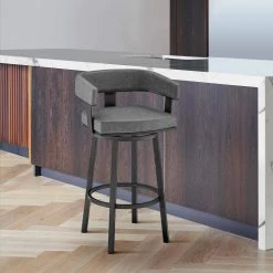 Lorin 38 in. Gray Metal Bar Stool with Faux Leather Seat by Armen Living 19 Lorin 38 in. Gray Metal Bar Stool with Faux Leather Seat by Armen Living -Armen Living Online Shop black finish paint frame armen living bar stools lclrbambvg30 31 1000