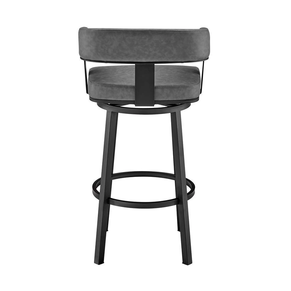 Lorin 38 in. Gray Metal Bar Stool with Faux Leather Seat by Armen Living 8 Lorin 38 in. Gray Metal Bar Stool with Faux Leather Seat by Armen Living - Image 6