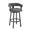 Lorin 38 in. Gray Metal Bar Stool with Faux Leather Seat by Armen Living 2 Lorin 38 in. Gray Metal Bar Stool with Faux Leather Seat by Armen Living -Armen Living Online Shop black finish paint frame armen living bar stools lclrbambvg30 64 1000