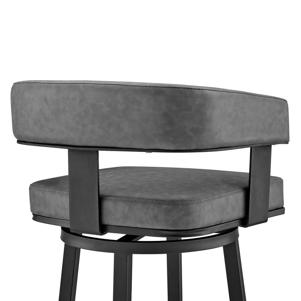 Lorin 38 in. Gray Metal Bar Stool with Faux Leather Seat by Armen Living 10 Lorin 38 in. Gray Metal Bar Stool with Faux Leather Seat by Armen Living - Image 8