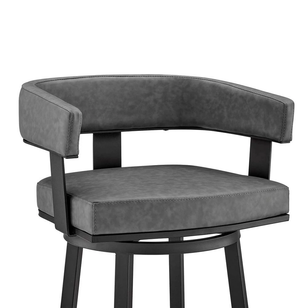 Lorin 38 in. Gray Metal Bar Stool with Faux Leather Seat by Armen Living 9 Lorin 38 in. Gray Metal Bar Stool with Faux Leather Seat by Armen Living - Image 7