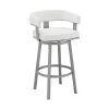 Lorin 38 in. White Metal Bar Stool with Faux Leather Seat by Armen Living 1 Lorin 38 in. White Metal Bar Stool with Faux Leather Seat by Armen Living -Armen Living Online Shop black finish paint frame armen living bar stools lclrbaslwh30 64 1000
