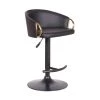 Solstice Adjustable Black Faux Leather Swivel Barrstool With Black Powder Coated Finish and Gold Accents by Armen Living 2 Solstice Adjustable Black Faux Leather Swivel Barrstool With Black Powder Coated Finish and Gold Accents by Armen Living -Armen Living Online Shop black gold armen living bar stools lcscbablbl 64 1000
