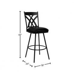 Dover 26 in. Counter Height Bar Stool in Matte Black and Black Faux Leather by Armen Living -Armen Living Online Shop black matte black armen living bar stools lcdobambbl26 40 1000