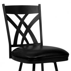 Dover 26 in. Counter Height Bar Stool in Matte Black and Black Faux Leather by Armen Living -Armen Living Online Shop black matte black armen living bar stools lcdobambbl26 4f 1000