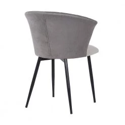 Lulu Black Powder Coated and Grey Velvet Contemporary Dining Chair by Armen Living -Armen Living Online Shop black powder coated armen living dining chairs lcluchblgrey 1f 1000