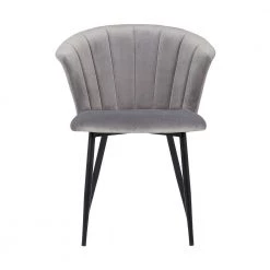Lulu Black Powder Coated and Grey Velvet Contemporary Dining Chair by Armen Living -Armen Living Online Shop black powder coated armen living dining chairs lcluchblgrey c3 1000