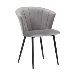 Lulu Black Powder Coated and Grey Velvet Contemporary Dining Chair by Armen Living -Armen Living Online Shop black powder coated armen living dining chairs lcluchblgrey e1 1000