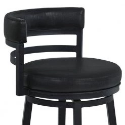 Titana 26 in. Counter Height Metal Swivel Bar Stool in Ford Black Pu and Black Finish by Armen Living -Armen Living Online Shop black powder coated finish armen living bar stools 721535746903 1f 1000