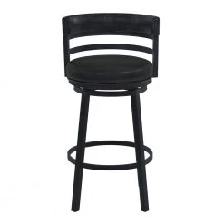 Titana 26 in. Counter Height Metal Swivel Bar Stool in Ford Black Pu and Black Finish by Armen Living -Armen Living Online Shop black powder coated finish armen living bar stools 721535746903 c3 1000
