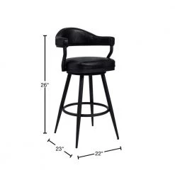 Amador 26 in. Counter Height Bar Stool in a Black Powder Coated Finish and Vintage Black Faux Leather by Armen Living 11 Amador 26 in. Counter Height Bar Stool in a Black Powder Coated Finish and Vintage Black Faux Leather by Armen Living -Armen Living Online Shop black powder coated finish armen living bar stools 721535746965 40 1000