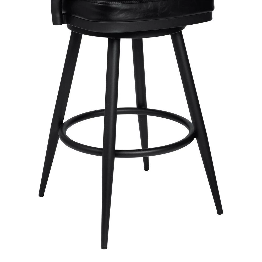 Amador 26 in. Counter Height Bar Stool in a Black Powder Coated Finish and Vintage Black Faux Leather by Armen Living 9 Amador 26 in. Counter Height Bar Stool in a Black Powder Coated Finish and Vintage Black Faux Leather by Armen Living - Image 7