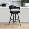 Amador 26 in. Counter Height Bar Stool in a Black Powder Coated Finish and Vintage Black Faux Leather by Armen Living -Armen Living Online Shop black powder coated finish armen living bar stools 721535746965 64 1000