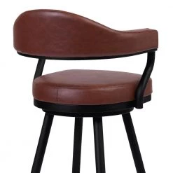 Amador 26 in. Counter Height Bar Stool in a Black Powder Coated Finish and Vintage Coffee Faux Leather by Armen Living -Armen Living Online Shop black powder coated finish armen living bar stools 721535746989 1f 1000
